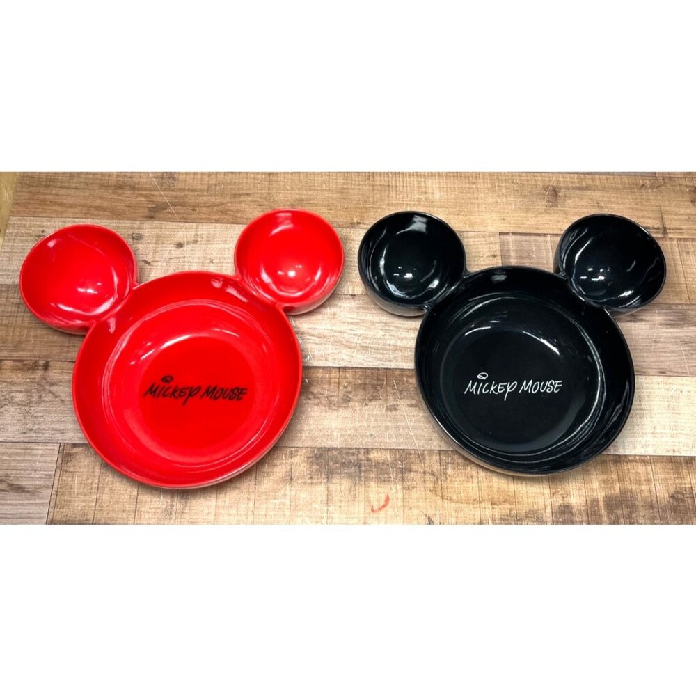 Disney Mickey Mouse Red & Black Plastic Cereal Bowls Set Of 2